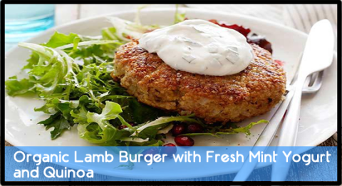 Organic Lamb Burger with Fresh Mint Yogurt and Quinoa.fw